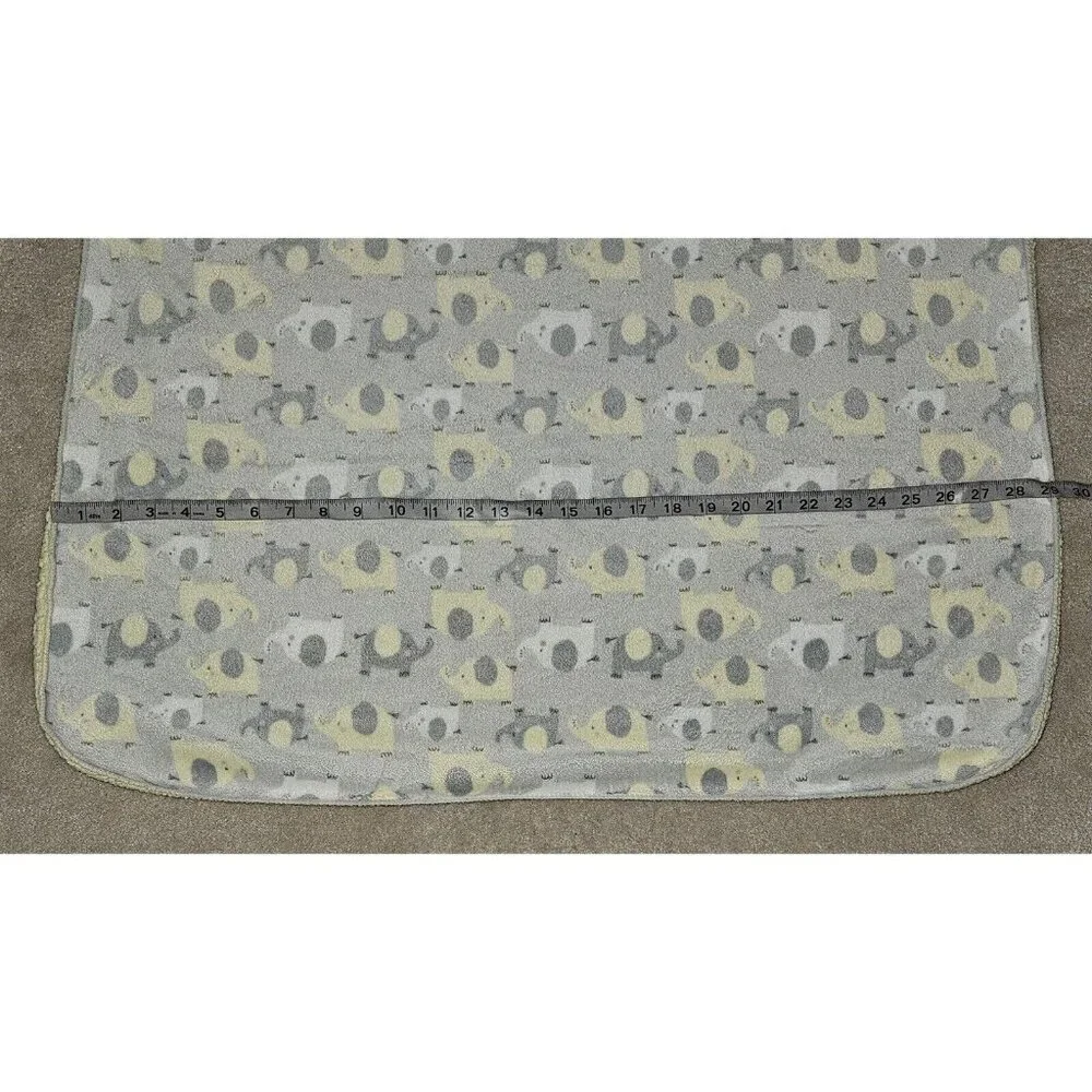 Just Born Gray Yellow White Elephant Fleece Baby Blanket 29x39